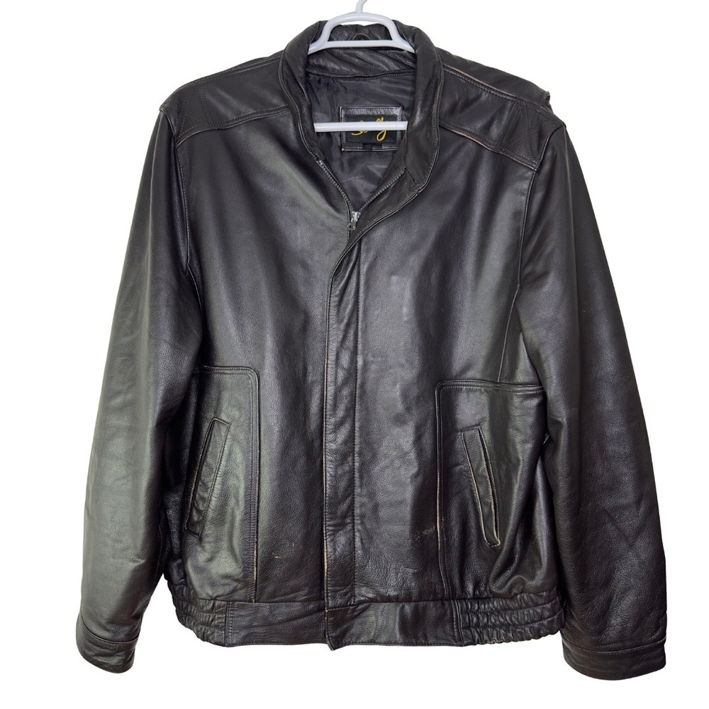 Scully‎ Leather Bomber Jacket Men's 48 L Full Zip Dark Brown Western Cowboy